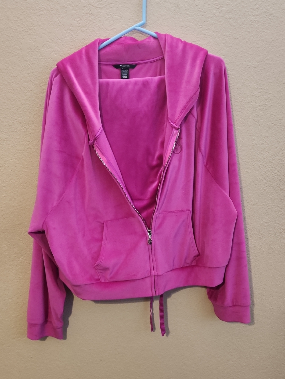 Victoria Secret Hot Pink Velour Zip Hoodie Jacket And Pants Set